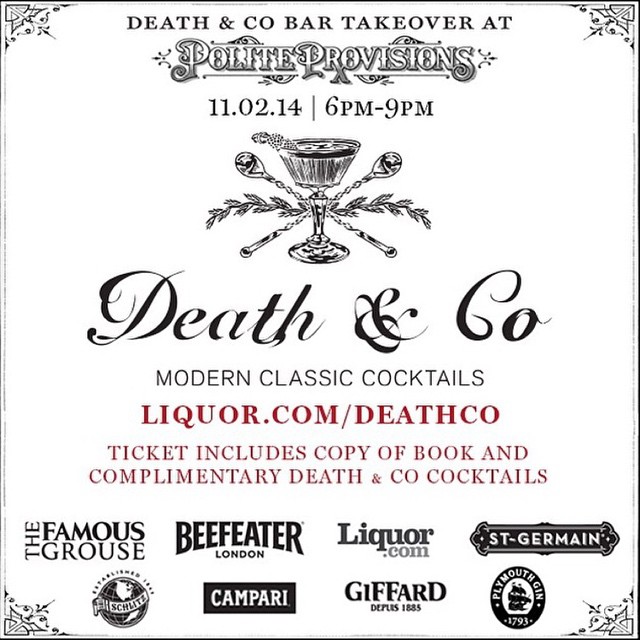 Damn excited for this, Death & Co is responsible for some of the best barmen and woman this country has to offer, and helped show us the light when we were starting out, if you have the means we highly recommend coming by.