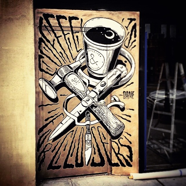 COFFEE IS FOR CLOSERS @danedanner killin' it as always on this mural for @candtcollective.