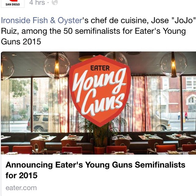 Congrats to our boy JoJo "Don't be a Dick" Ruiz for reppin' SD on Eaters Young Guns nominations.